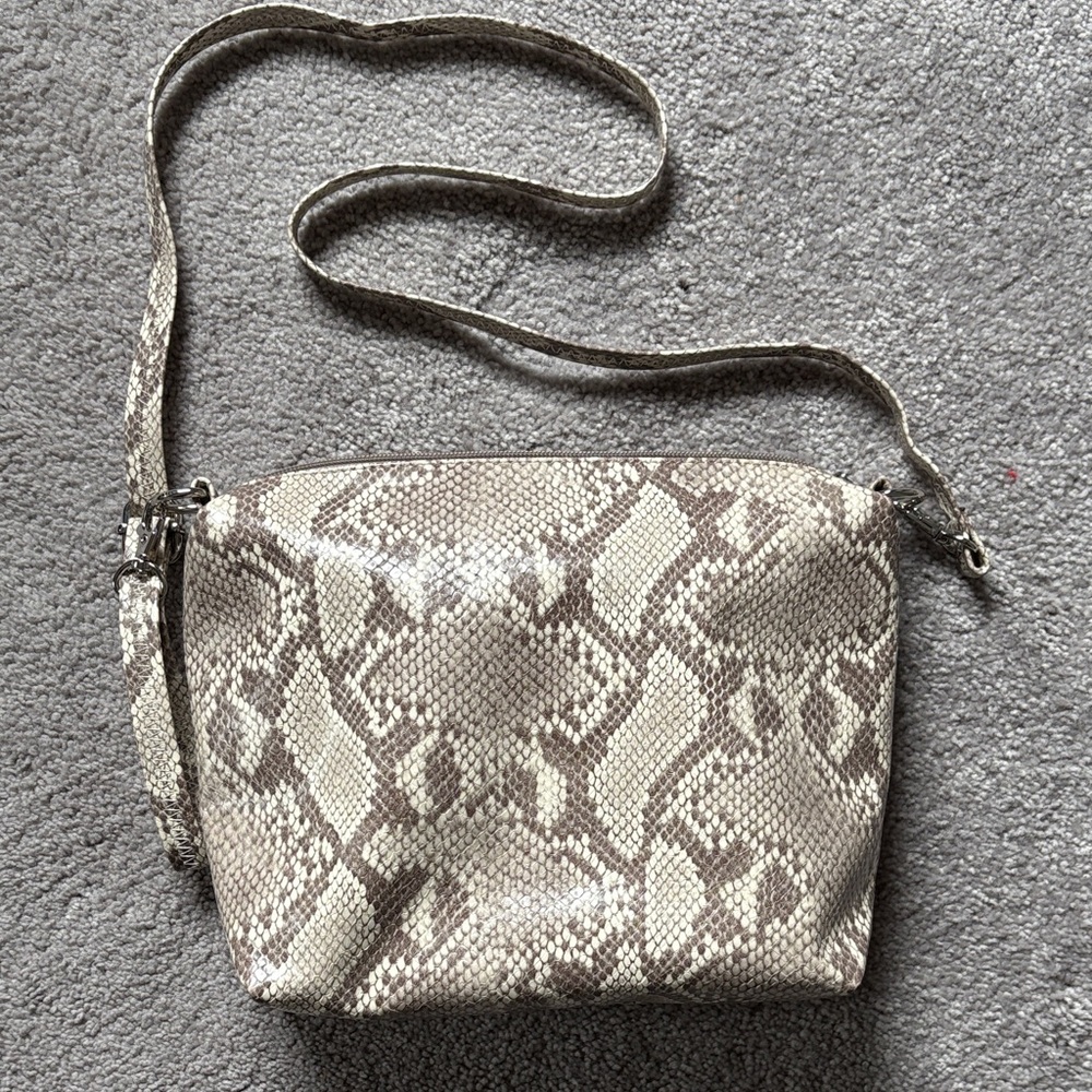 Collection XIIX Beige Snakeskin Crossbody Bag